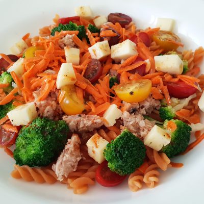 Ensalada de Fusilli de Lentejas Rojas.