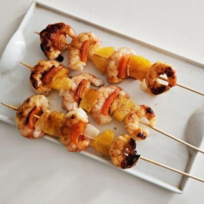 Brochetas de Gambas y Piña