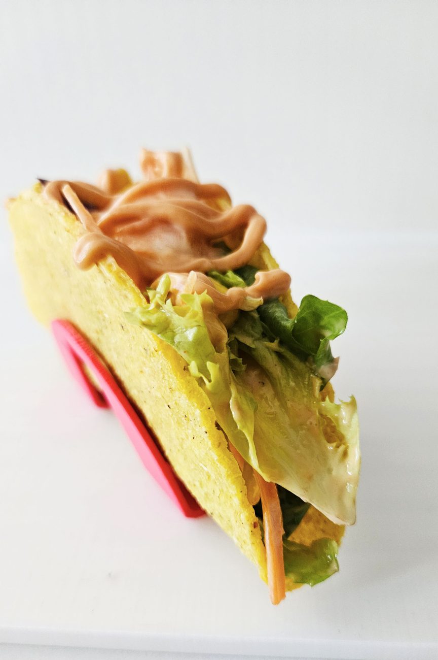 Tacos para verano de ensalada con langostinos y mayomix